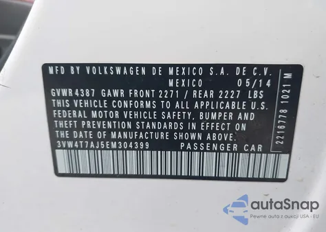 2014 Volkswagen Jetta Gli Edition 30 from USA, damaged, VIN 3VW4T7AJ5EM304399